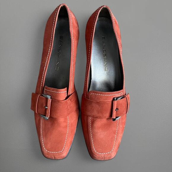 Vtg orange suede kitten heels with retro buckle detail - Bandolino - Picture 3 of 4